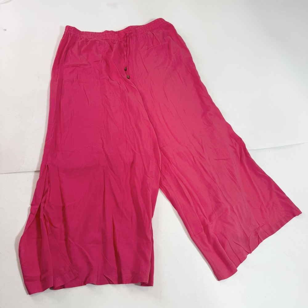Jantzen Pants Womens 3X Pink Watermelon Viscose Wide Leg Ankle Elastic Waist